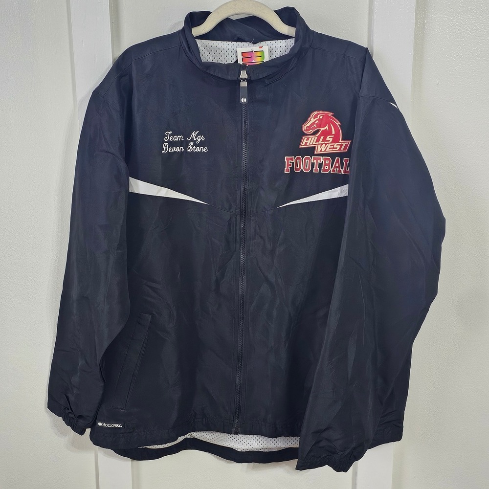 Holloway Hills West Football 2009 Champions Windbreaker Jacket Mens L Navy
